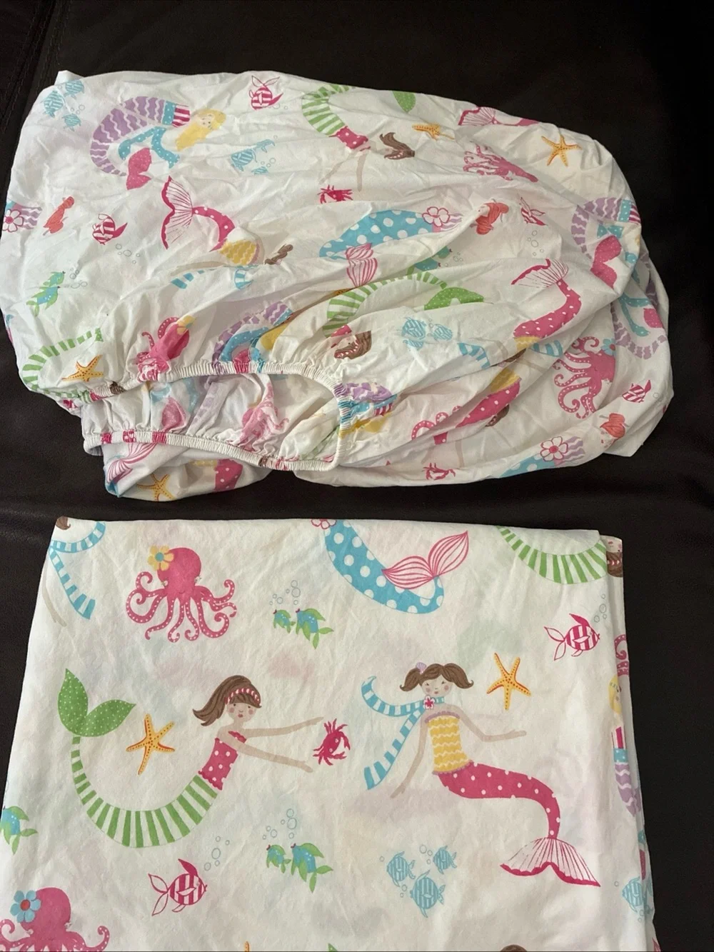 Pottery Barn Kids Mermaid Print 3 Piece Sheet Set